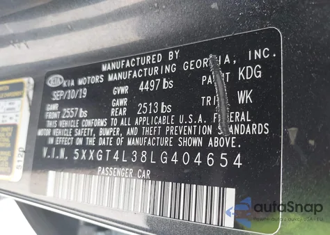 2020 Kia Optima Lx from USA, damaged, VIN 5XXGT4L38LG404654